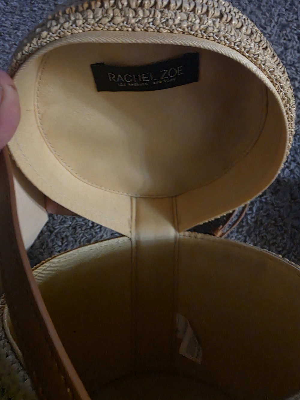 Rachel Zoe Tan Woven Bucket Crossbody with Leather Trim - Picture 5 of 6
